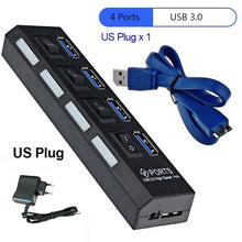 Load image into Gallery viewer, USB 3.0 HUB 2.0 HUB Multi USB Splitter 4/7 Port Expander Multiple USB 3 Hab with Power Adapter USB3.0 Hub with Switch For PC