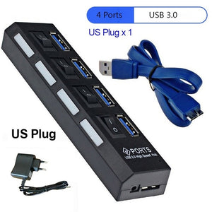 USB 3.0 HUB 2.0 HUB Multi USB Splitter 4/7 Port Expander Multiple USB 3 Hab with Power Adapter USB3.0 Hub with Switch For PC