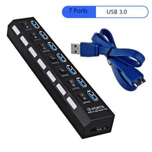 Load image into Gallery viewer, USB 3.0 HUB 2.0 HUB Multi USB Splitter 4/7 Port Expander Multiple USB 3 Hab with Power Adapter USB3.0 Hub with Switch For PC