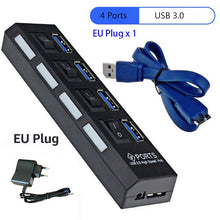 Load image into Gallery viewer, USB 3.0 HUB 2.0 HUB Multi USB Splitter 4/7 Port Expander Multiple USB 3 Hab with Power Adapter USB3.0 Hub with Switch For PC