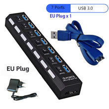 Load image into Gallery viewer, USB 3.0 HUB 2.0 HUB Multi USB Splitter 4/7 Port Expander Multiple USB 3 Hab with Power Adapter USB3.0 Hub with Switch For PC